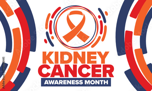 Kidney Cancer Awareness Month. Celebrate annual in March. Control and protection. Prevention campaign. Medical healthcare concept. Poster with ribbon. Banner and background. Vector illustration