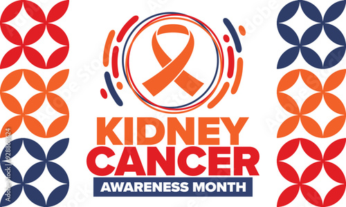 Kidney Cancer Awareness Month. Celebrate annual in March. Control and protection. Prevention campaign. Medical healthcare concept. Poster with ribbon. Banner and background. Vector illustration