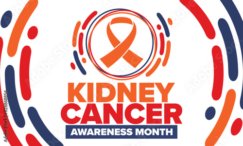 Kidney Cancer Awareness Month. Celebrate annual in March. Control and protection. Prevention campaign. Medical healthcare concept. Poster with ribbon. Banner and background. Vector illustration
