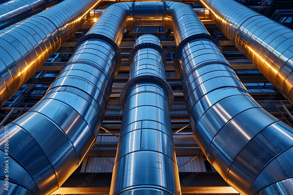 Industrial Pipes and Ducts in a Modern Facility Industrial Pipes and Ducts in a Modern Facility