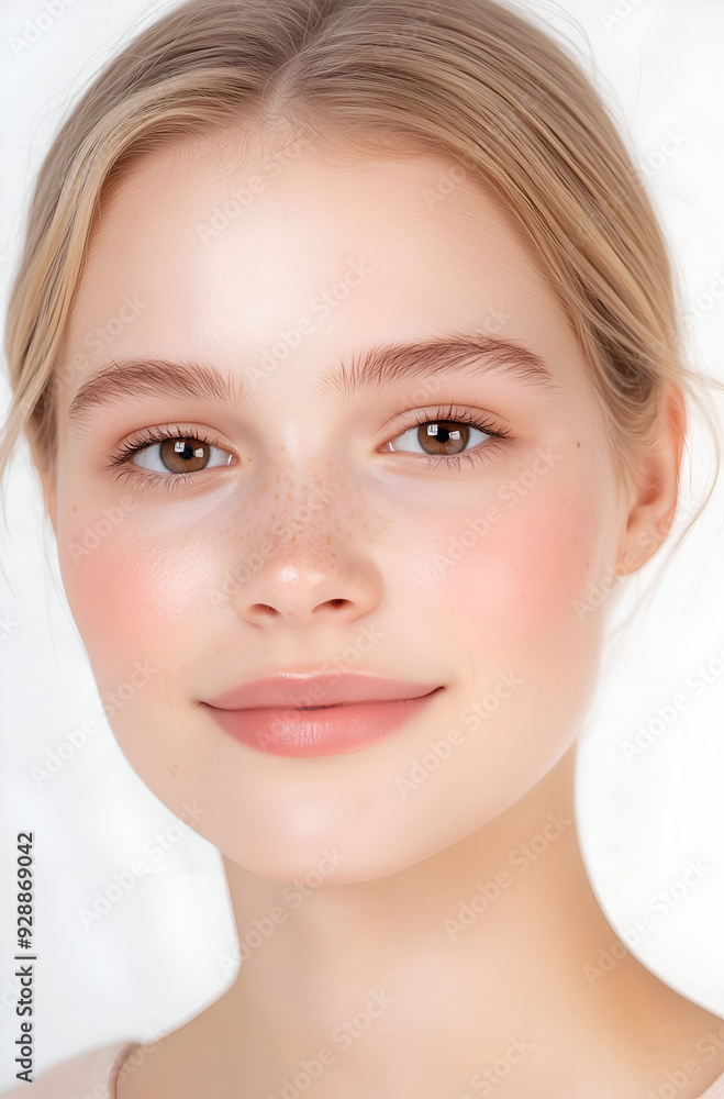 Close-Up Portrait of a Serene Young Woman with Smooth and Radiant Skin Close-Up Portrait of a Serene Young Woman with Smooth and Radiant Skin