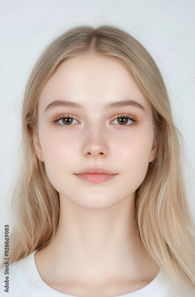 Close-Up Portrait of a Serene Young Woman with Smooth and Radiant Skin Close-Up Portrait of a Serene Young Woman with Smooth and Radiant Skin
