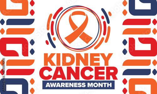 Kidney Cancer Awareness Month. Celebrate annual in March. Control and protection. Prevention campaign. Medical healthcare concept. Poster with ribbon. Banner and background. Vector illustration
