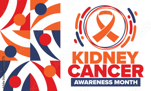 Kidney Cancer Awareness Month. Celebrate annual in March. Control and protection. Prevention campaign. Medical healthcare concept. Poster with ribbon. Banner and background. Vector illustration