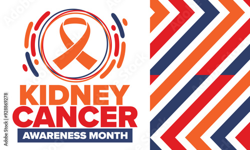 Kidney Cancer Awareness Month. Celebrate annual in March. Control and protection. Prevention campaign. Medical healthcare concept. Poster with ribbon. Banner and background. Vector illustration