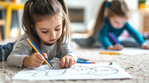 Imagination Unleashed: Kids Engrossed in Drawing Pictures