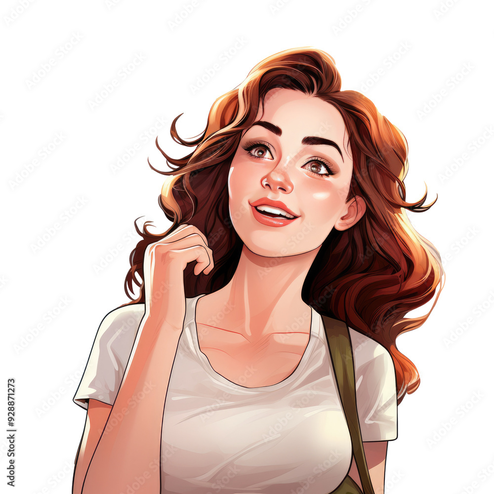 An illustration of a beautiful girl with long hair