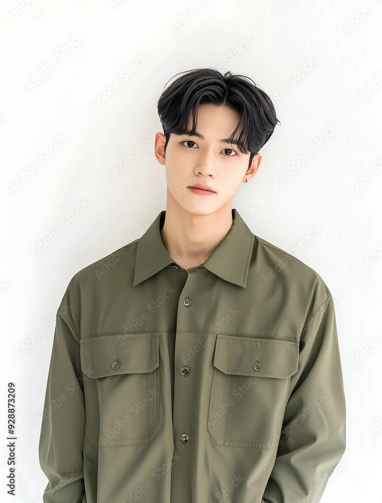 Confident Young Man Posing with Relaxed Expression in Studio Confident Young Man Posing with Relaxed Expression in Studio