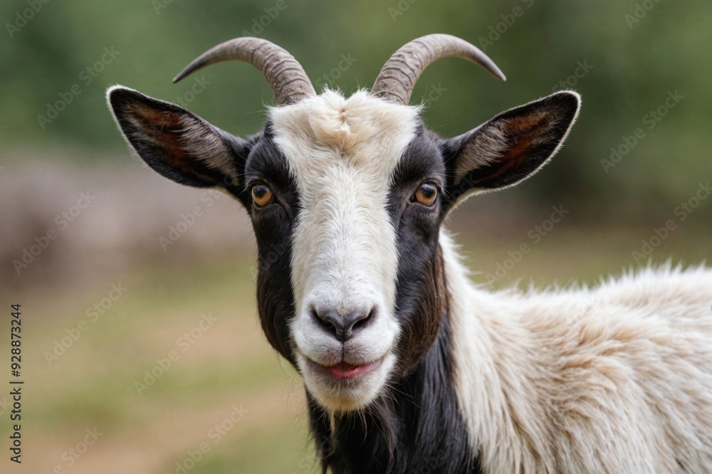 Portrait of a goat showing tongue, close-up, isolated on white background Portrait of a goat showing tongue, close-up, isolated on white background