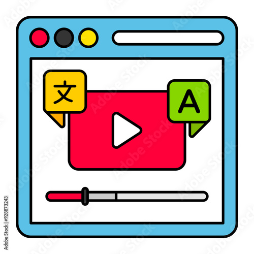 Video Transcript vector design, International Day of Language symbol, Translation Services sign, Plurilingualism and Multilingualism stock illustration, Browser Based Live Translator Webinar concept