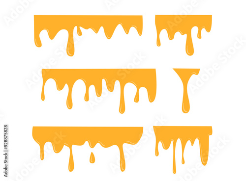 Honey dripping golden yellow realistic syrup