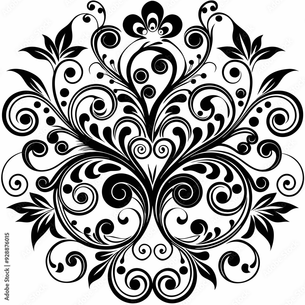 graphic with a black elegant plant ornament graphic with a black elegant plant ornament