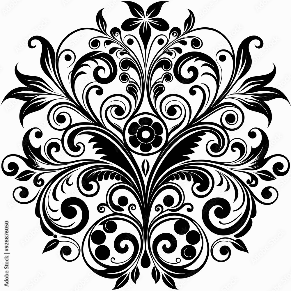 graphic with a black elegant plant ornament graphic with a black elegant plant ornament