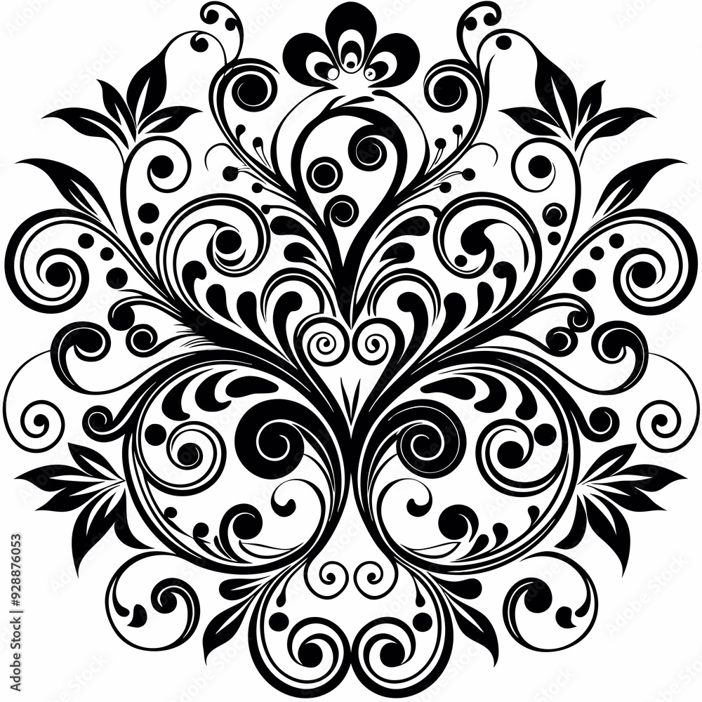 graphic with a black elegant plant ornament graphic with a black elegant plant ornament