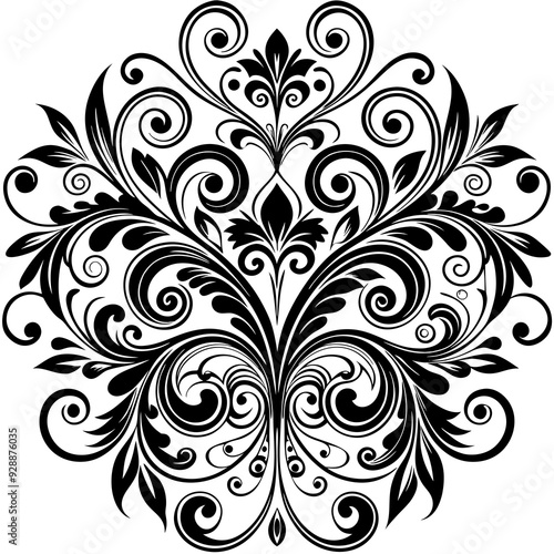 graphic with a black elegant plant ornament