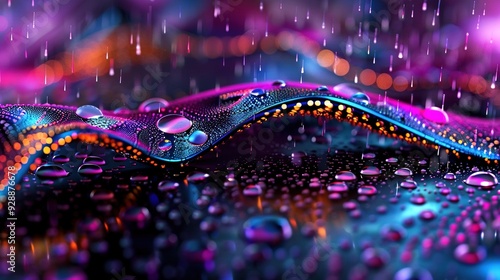  A zoomed-in picture of a vibrant background featuring water droplets at the bottom