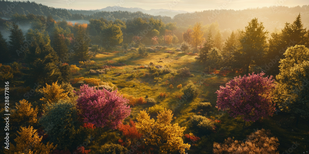 Sunset in an Autumn Meadow Blooming Colors of Fall Sunset in an Autumn Meadow Blooming Colors of Fall