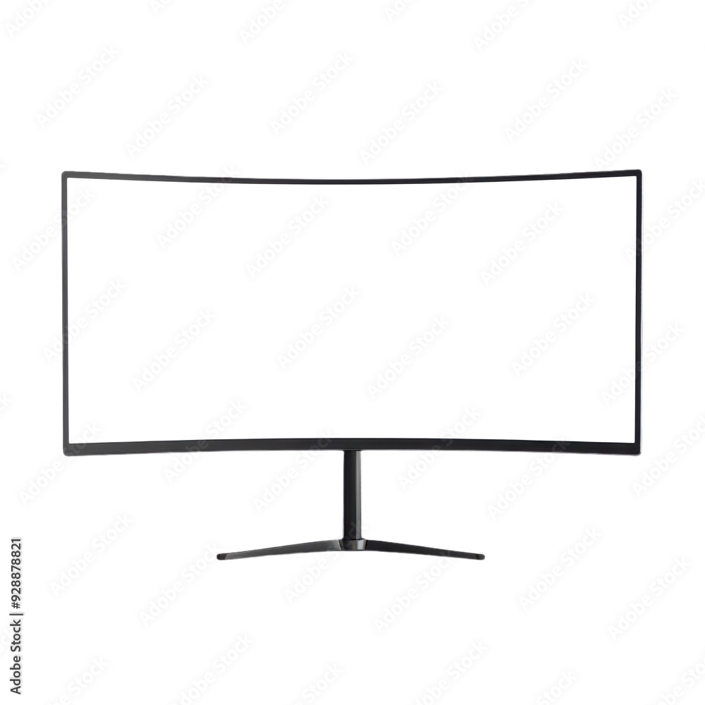 Sleek Ultra-Wide Monitor with White Screen on Contemporary Transparent Background mockup , graphics resources Sleek Ultra-Wide Monitor with White Screen on Contemporary Transparent Background mockup , graphics resources