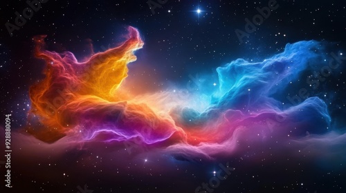 Space Nebula with Stars. A mesmerizing view of a colorful space nebula surrounded by countless stars, creating a cosmic feel.