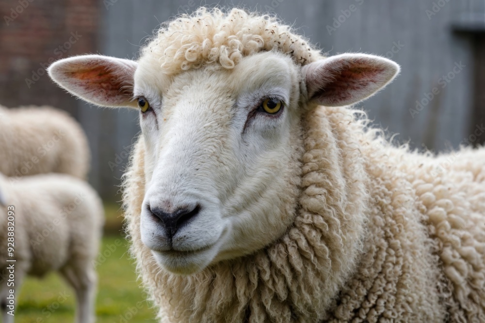A white sheep, face only, chewing, looking at camera, isolated, against white background, copy space, clean edit, A white sheep, face only, chewing, looking at camera, isolated, against white background, copy space, clean edit,