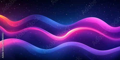 A visually striking abstract image featuring undulating waveforms in vibrant neon blue and pink tones.