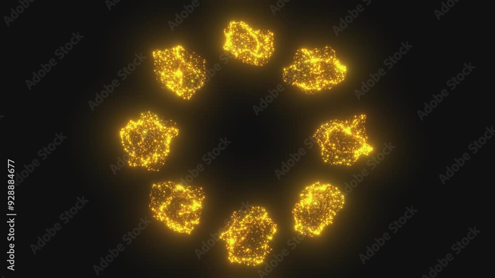Abstract ring of 8 small gold spheres Abstract ring of 8 small gold spheres