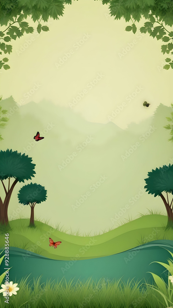 Obraz premium landscape with trees and grass