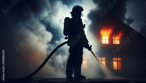 fire fighter in action