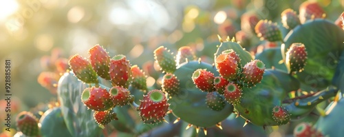 Prickly pear cactus with ripe fruit, 4K hyperrealistic photo