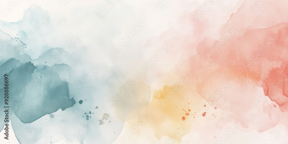 Obraz premium Imagine a soft watercolor background blending calming hues of blue, orange, and yellow, creating a stylish canvas for your text or artwork to effectively grab attention and stand out