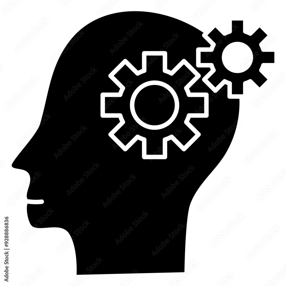 brain intelligence. human head with gears brain intelligence. human head with gears
