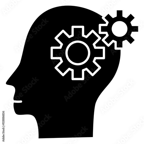 brain intelligence. human head with gears