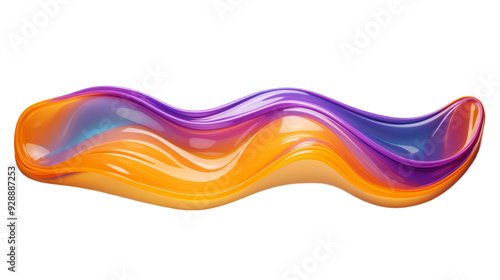 Abstract colorful liquid wave isolated on transparent background.