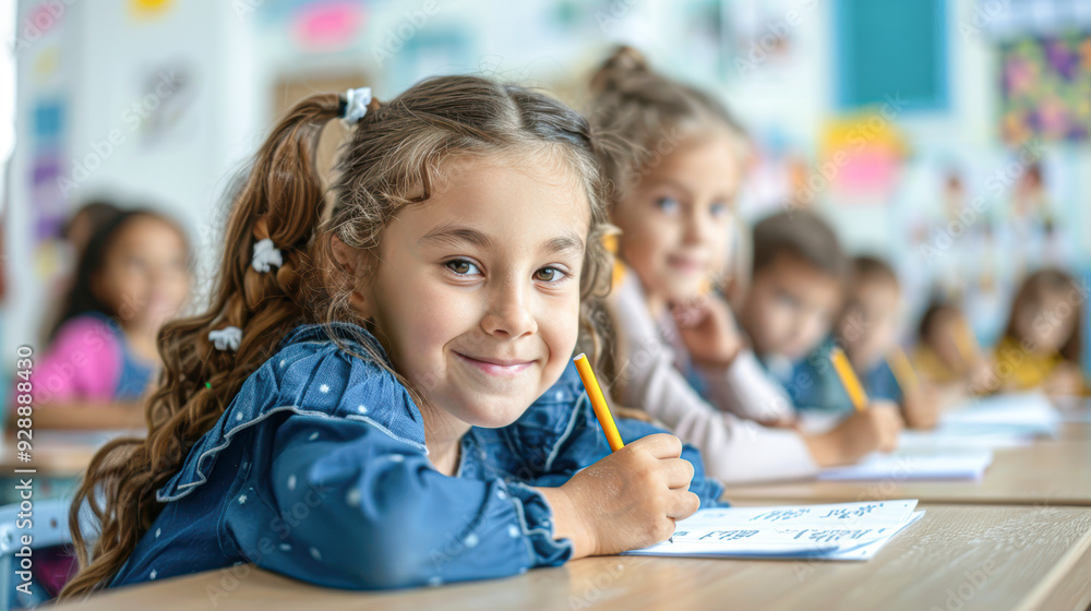 Engaged Learning and Smiling Faces in Colorful Educational Setting Engaged Learning and Smiling Faces in Colorful Educational Setting