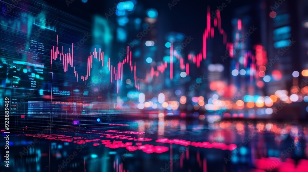 Fototapeta premium The digital graph of trading and the stock market