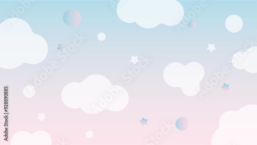 ファンシーな空の素材/ピンク・水色