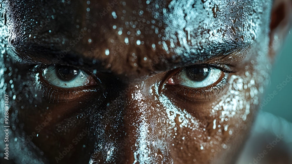 Determined Athlete's Face Showcasing Perseverance and Grit During Intense Training Determined Athlete's Face Showcasing Perseverance and Grit During Intense Training