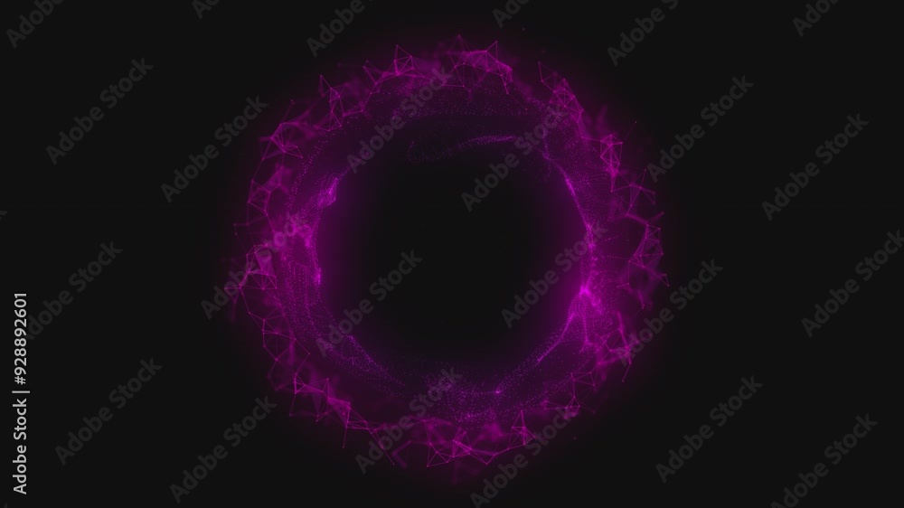 Abstract pink looped energy sphere of particles and waves of magical glow on dark background, video 4k Abstract pink looped energy sphere of particles and waves of magical glow on dark background, video 4k