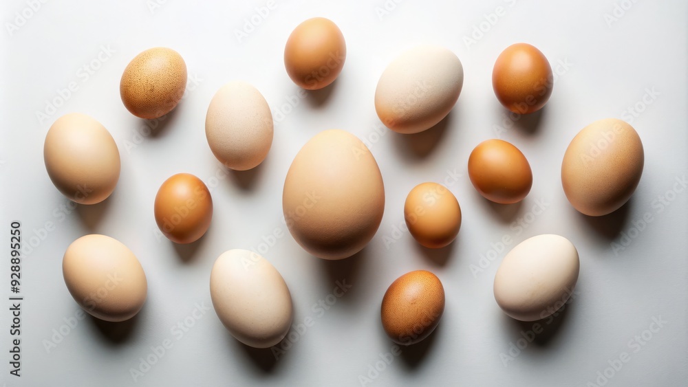 Dark outline of eggs in various sizes and shapes against a bright white background, creating a simple yet striking visual composition. Dark outline of eggs in various sizes and shapes against a bright white background, creating a simple yet striking visual composition.
