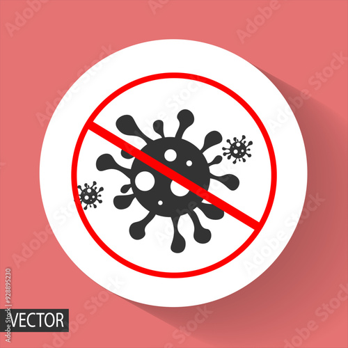 Virus icon. Stop bacterial and microbe infection. Germ and antibacterial vector