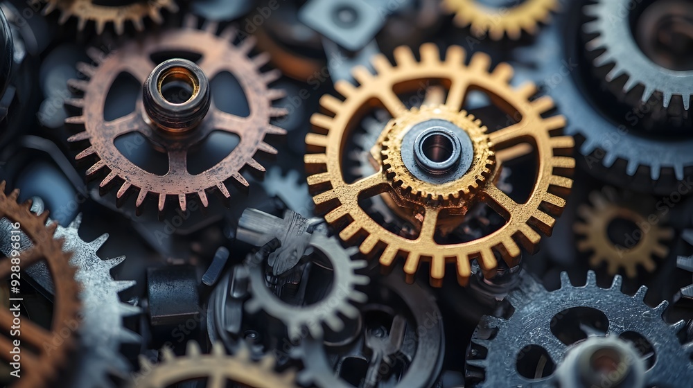 Intricate Gears and Cogs in an Industrial Mechanism Intricate Gears and Cogs in an Industrial Mechanism