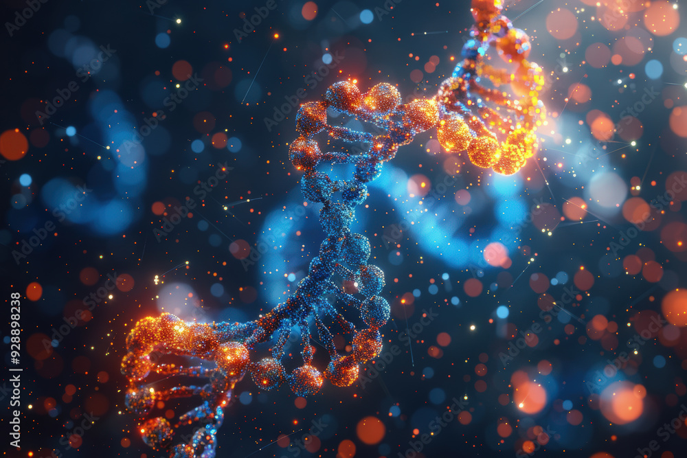 Glowing DNA Strand at Night Glowing DNA Strand at Night