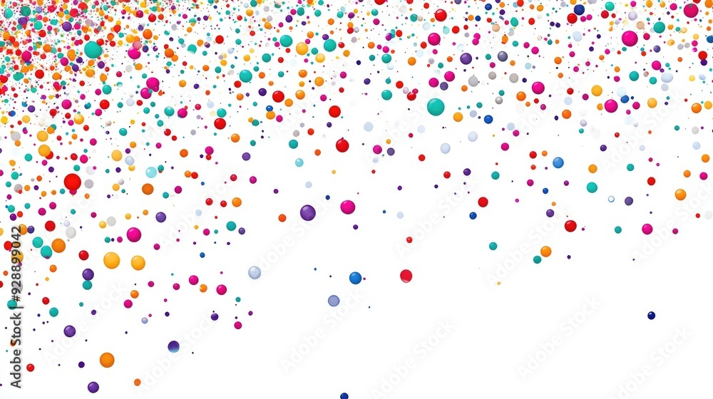 Beautiful abstract raindrop-inspired design with colorful dots dynamically falling on a clean white backdrop Beautiful abstract raindrop-inspired design with colorful dots dynamically falling on a clean white backdrop