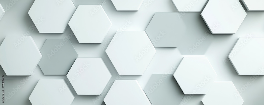 Geometric wall design, white hexagonal shapes arranged in an abstract pattern, creating a modern and minimalist aesthetic in interior decor. Geometric wall design, white hexagonal shapes arranged in an abstract pattern, creating a modern and minimalist aesthetic in interior decor.