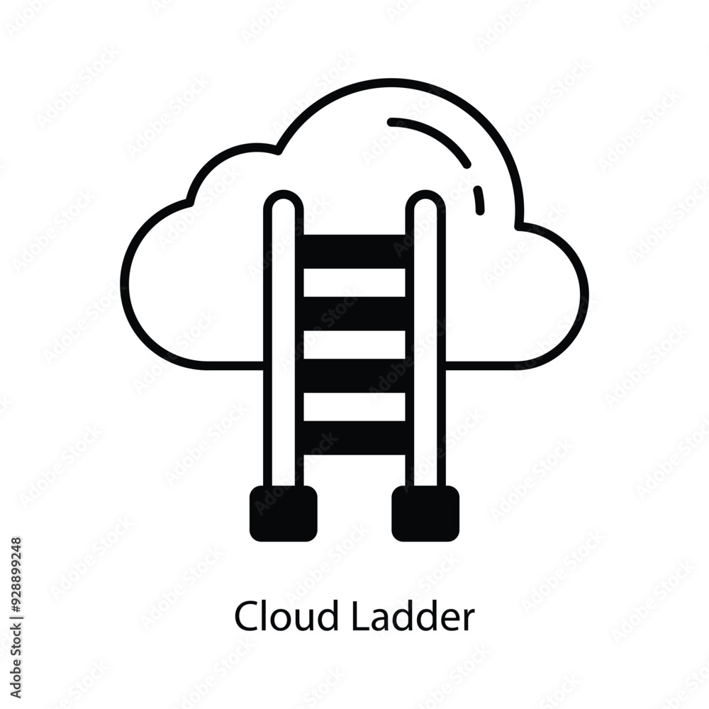 Cloud Ladder vector filled outline Icon Design illustration. Graphic Design Symbol on White background EPS 10 File Cloud Ladder vector filled outline Icon Design illustration. Graphic Design Symbol on White background EPS 10 File
