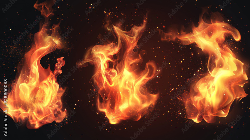 A collection of realistic burning fire flames, designed as vector effects with a transparent background for use in design. A collection of realistic burning fire flames, designed as vector effects with a transparent background for use in design.