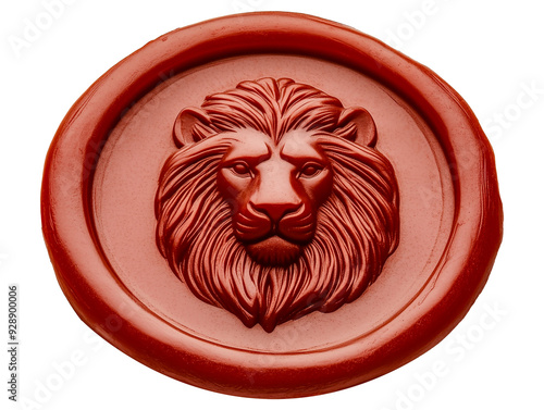 Wax seal embossed with a lion's head photo