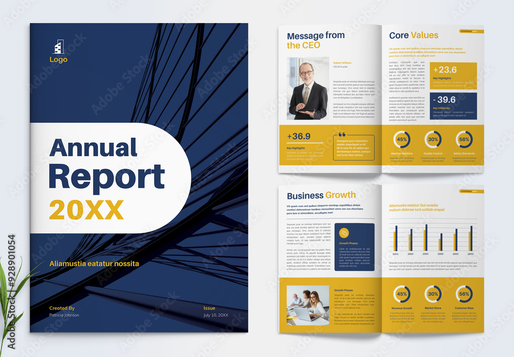 Annual Report Layout Stock Template Adobe Stock