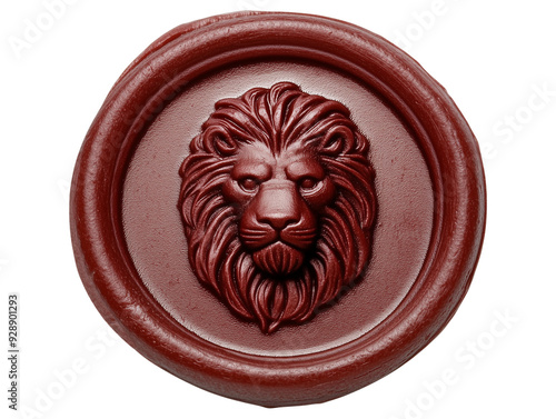 Wax seal embossed with a lion's head