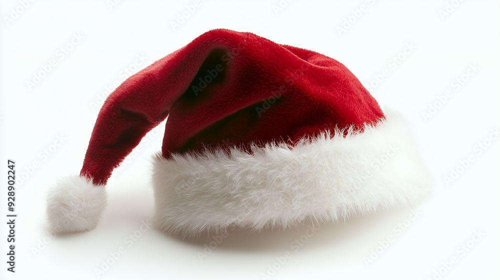 Red and white Santa hat isolated on white background. Red and white Santa hat isolated on white background.